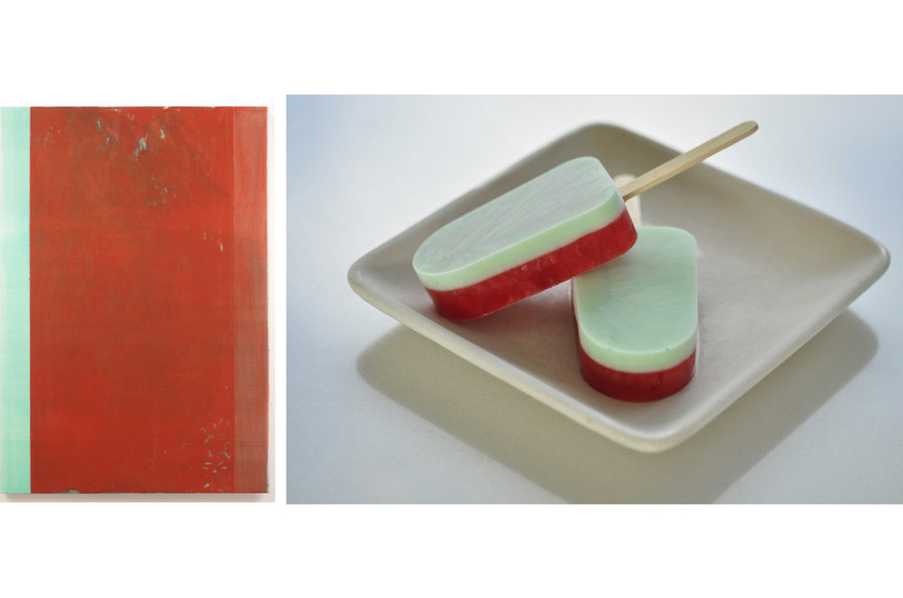 John Zurier's minimalist painting Arabella inspired these simple strawberry and mint popsicles.