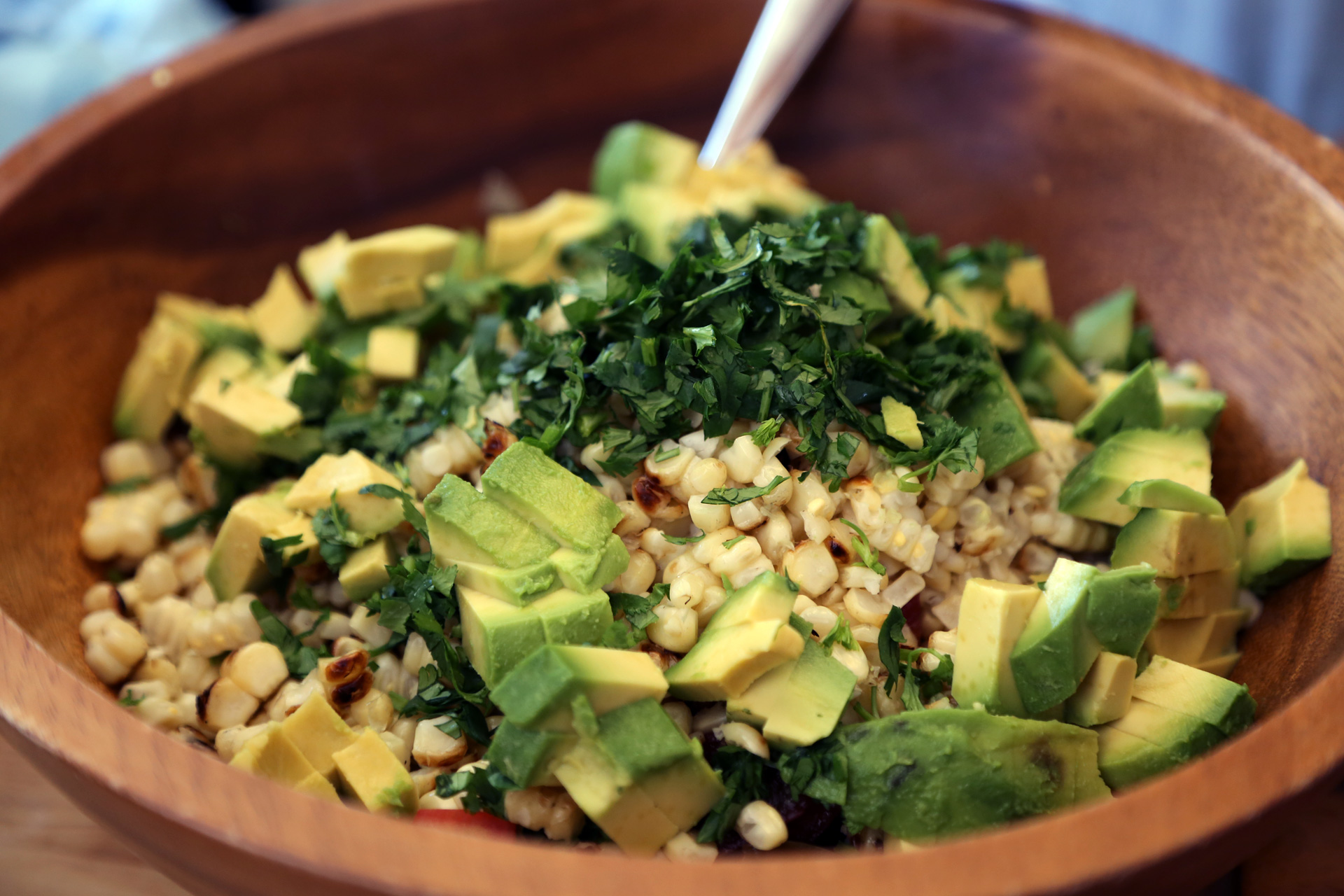 Add to the bowl along with the avocado chunks and cilantro.