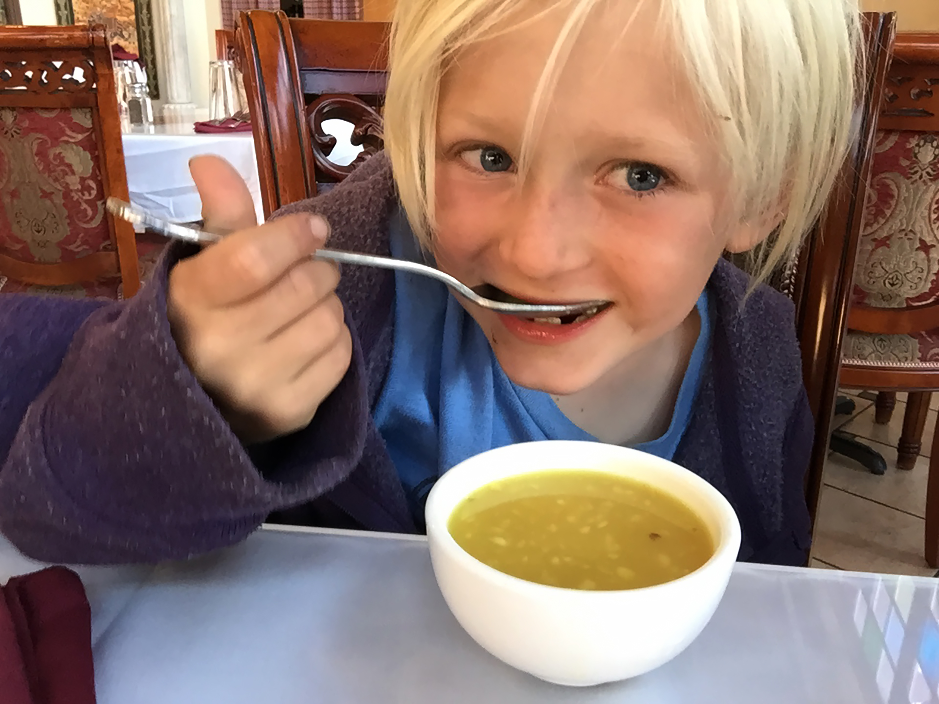 Enjoying Annapurna’s lentil soup