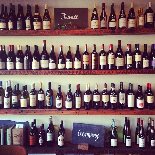 Wines line the shelves at Ordinaire