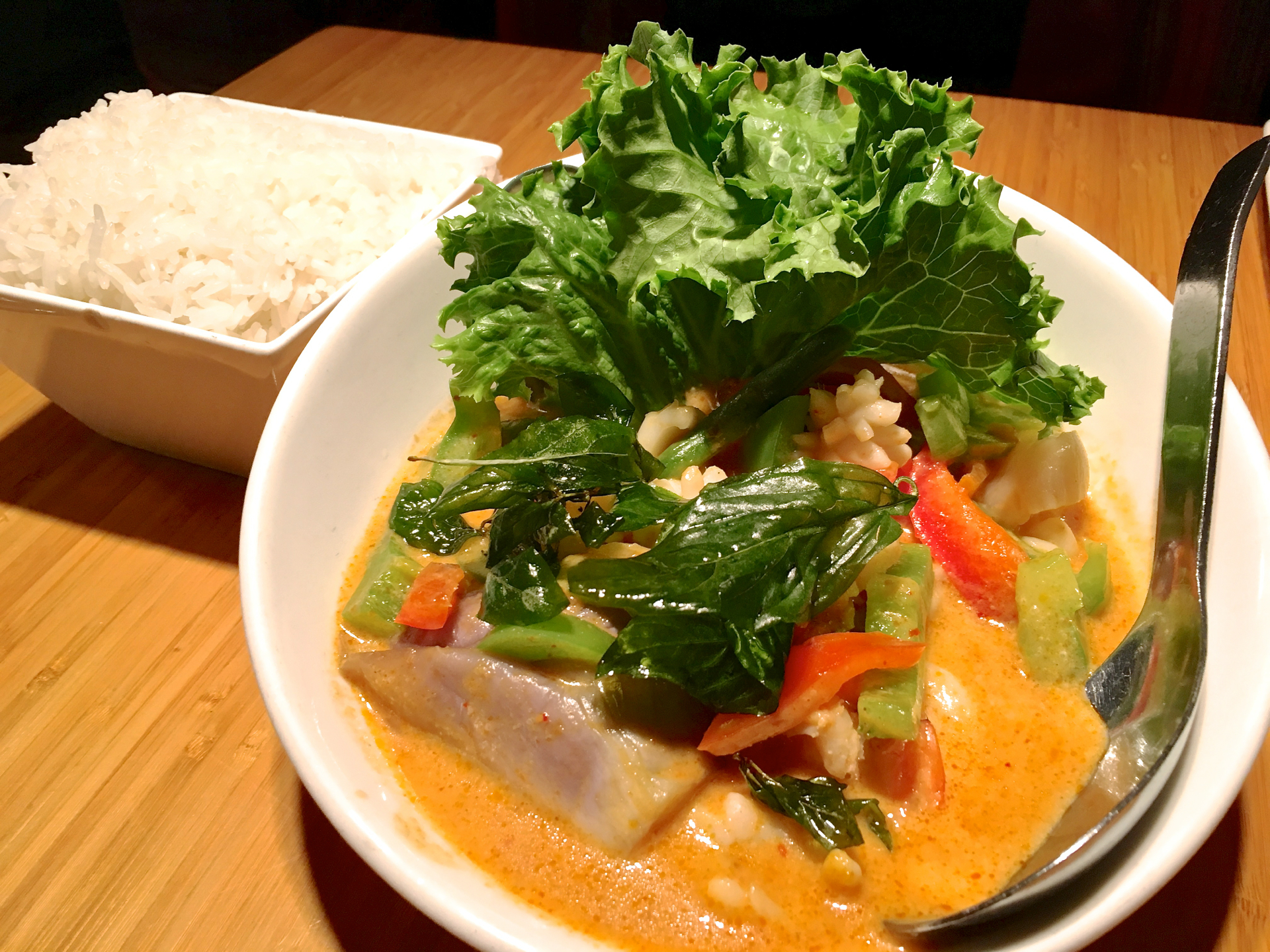 The Foster City Sea Curry at Sweet Basil Thai Cuisine.