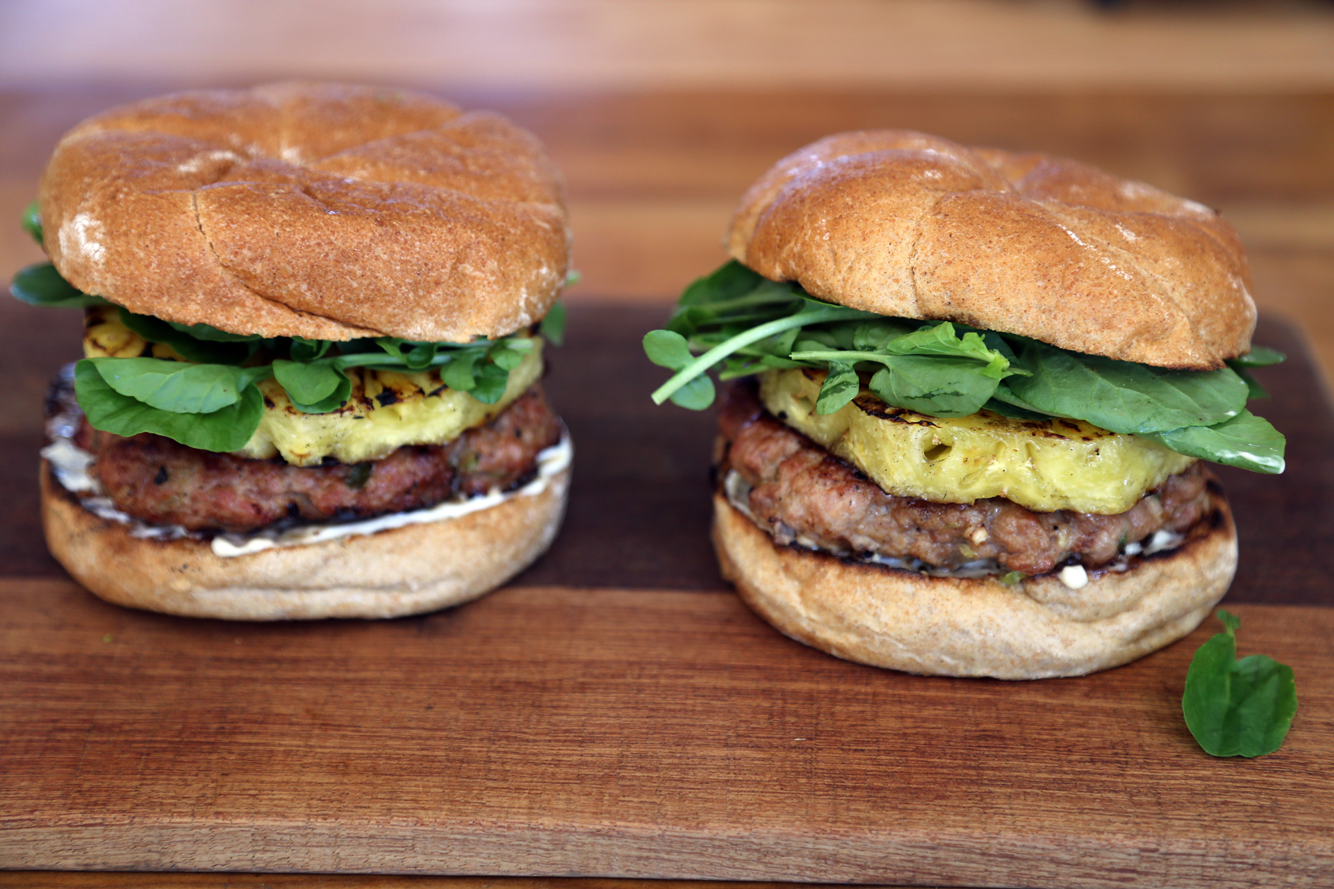 Sesame-Ginger Pork Burgers with Grilled Pineapple
