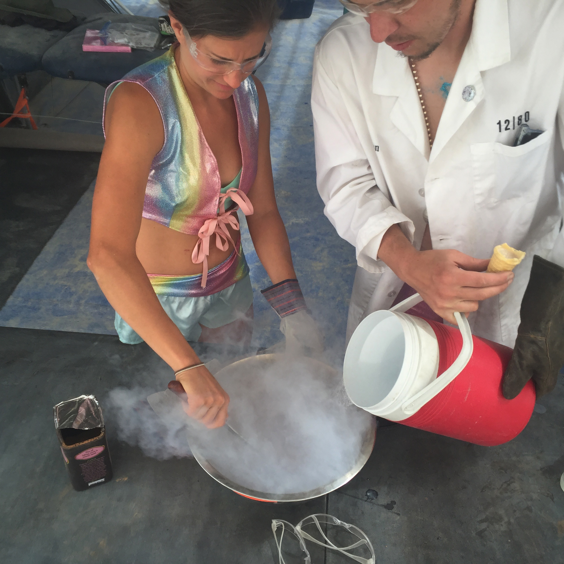 Liquid nitrogen is used to make ice cream at Camp WeScream.