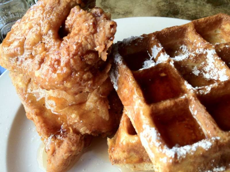 Chicken and waffles at Farmer Brown.