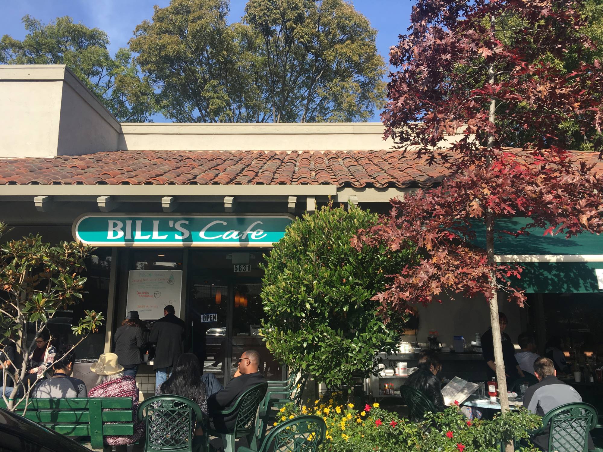Outside Bill’s Cafe in San Jose.