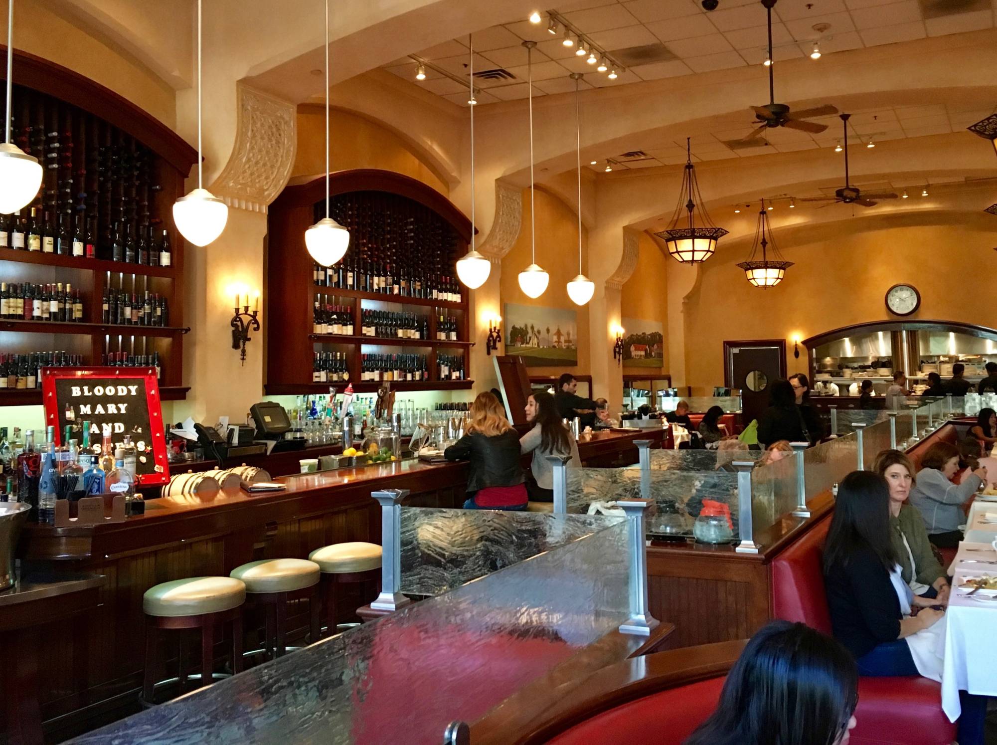 The wine bar and dining room of Village California Bistro and Wine Bar.