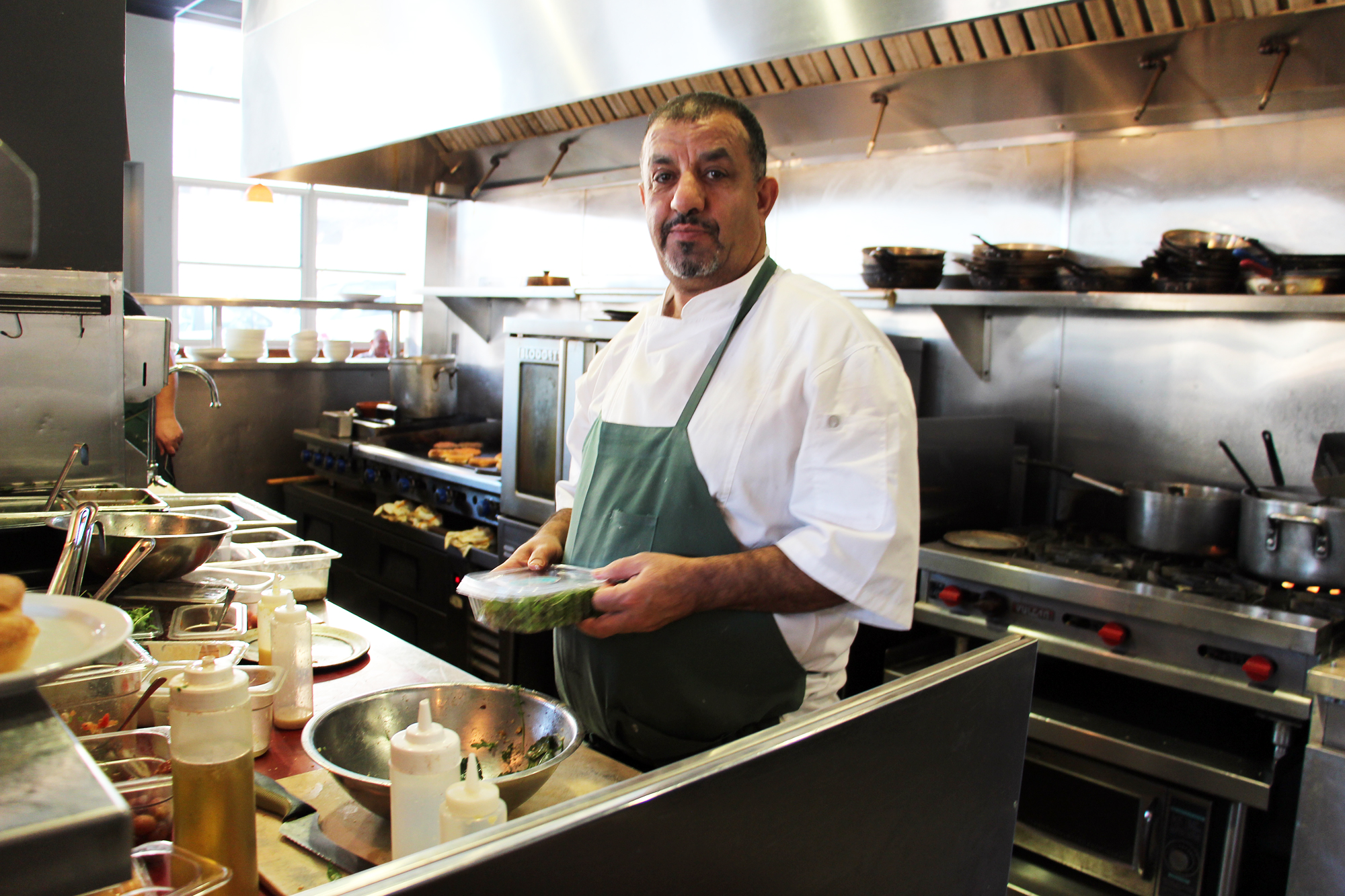 Chef/Owner Mohamed Aboghanem in Saha open kitchen.