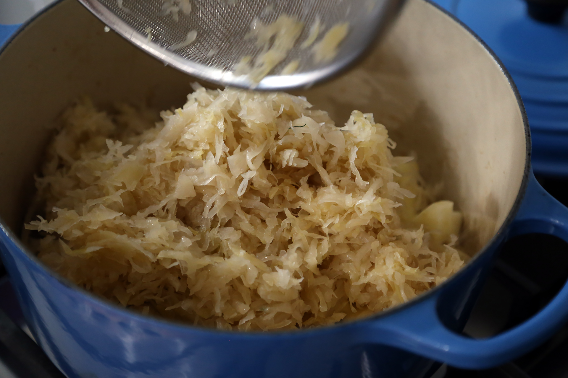 Add the sauerkraut and stir to mix.