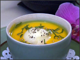 Mango Soup with Durian Sorbet and Mango Noodles