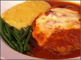 Veal Parmigiana with Polenta and Green Beans