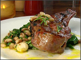 Rosemary Pork Chop with Lima Beans