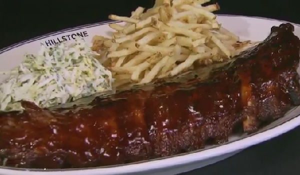 BARBEQUED BEEF BACK RIBS with hand-cut fries and coleslaw from The Hillstone