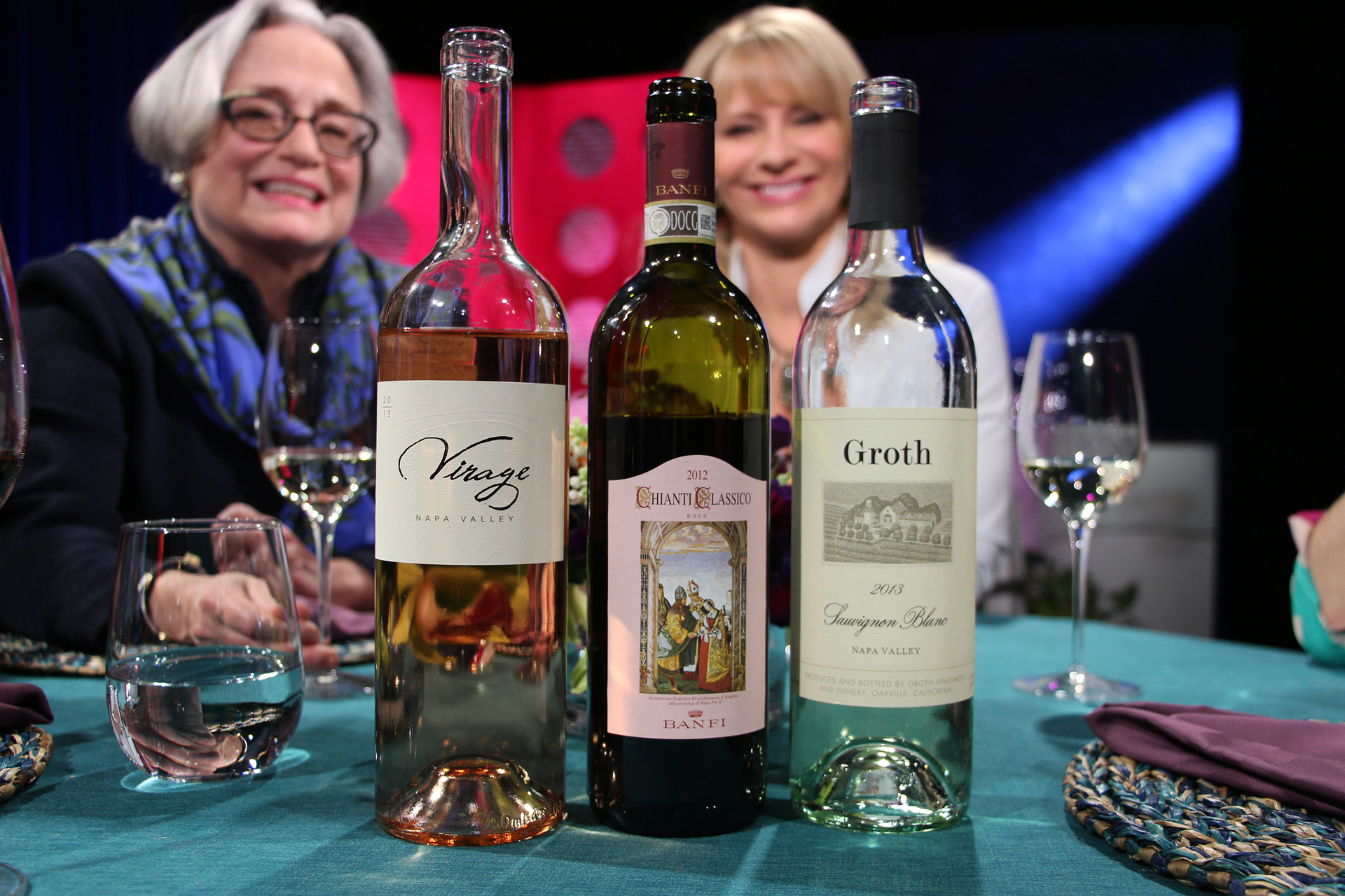 Check, Please! Bay Area host Leslie Sbrocco and guests drank these wines on the set of the Season 10 Premiere. Photo: Wendy Goodfriend