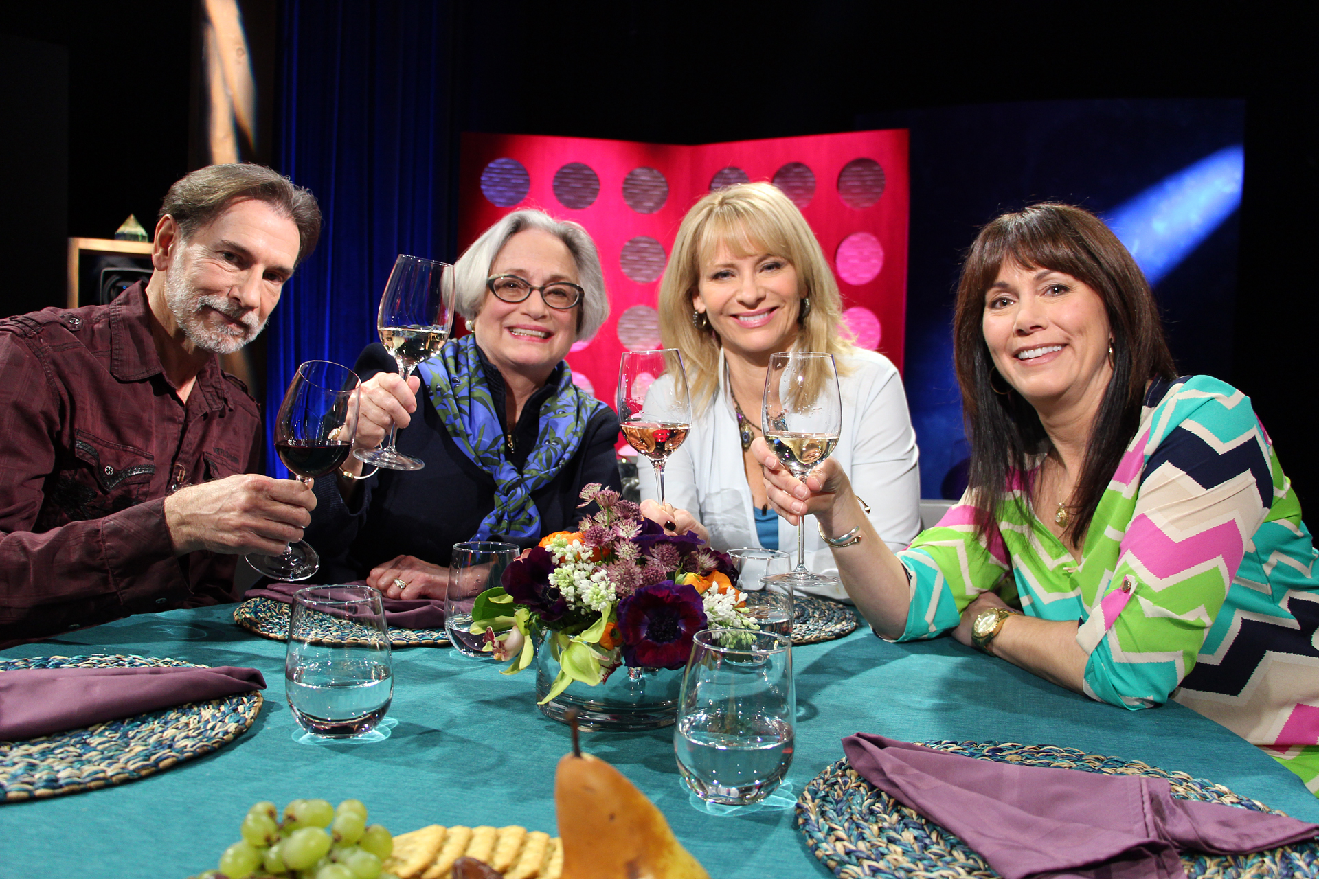 Check, Please! Bay Area host Leslie Sbrocco and guests on set for Season 10 premiere.  Photo: Wendy Goodfriend