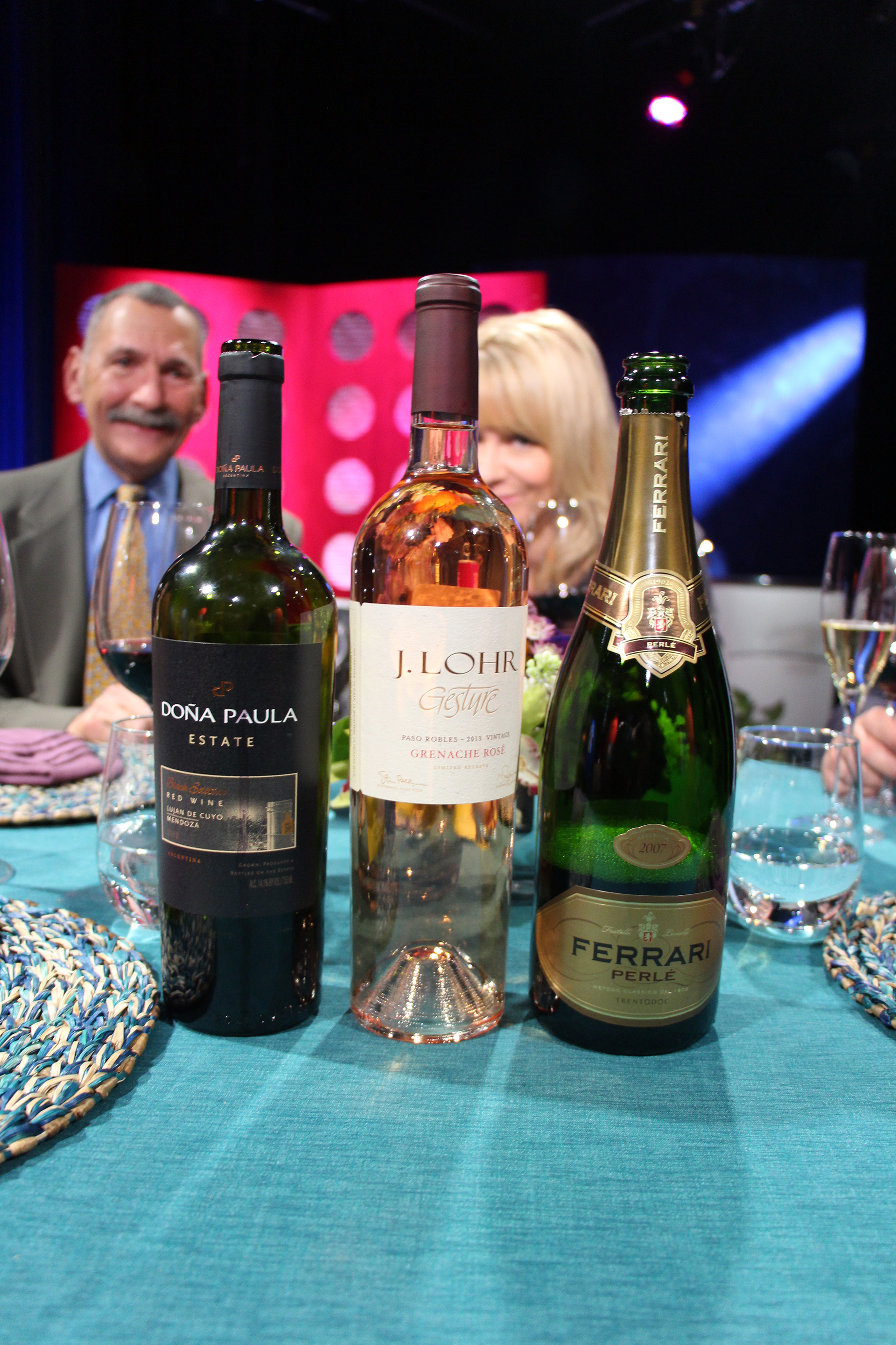 Check, Please! Bay Area host Leslie Sbrocco and guests drank these wines on the set of the third episode of Season 10. Photo: Wendy Goodfriend