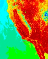 California heat wave, from the Aqua satellite. Image: NASA