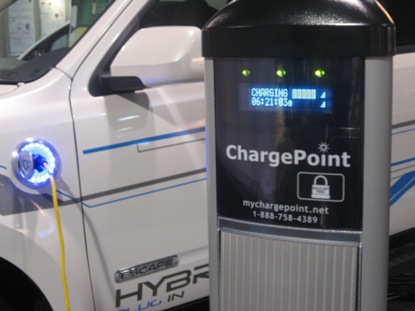 Electric Vehicle Charging Stations that are sold by Coulomb Technologies out of the Silicon Valley. Photo: Rob Schmitz