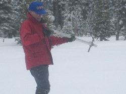 Snow surveyor Frank Gehrke at the Phillips Station survey site. Photo: Gretchen Weber