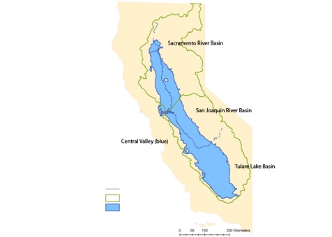 Groundwater basins in the Central Valley. Image: NASA