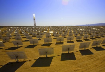 A thermal-solar array of the type planned for southern California. Photo: Brightsource Energy