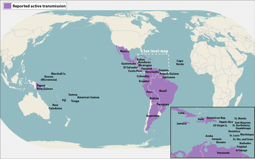 Map of Zika virus