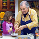 Jacques Pepin bakes with his granddaughter Shorey