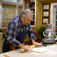 Jacques Pepin rolls out dough for puff pastry