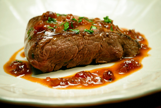 Venison Steaks in Sweet-Sour Sauce