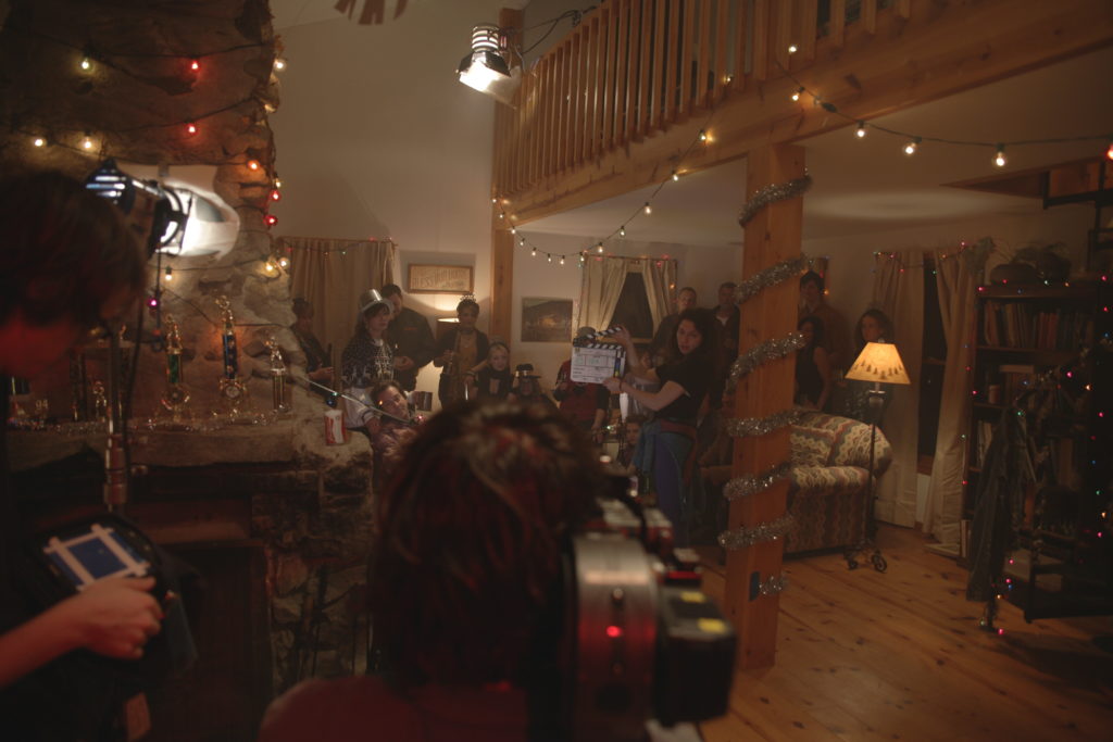 Shooting the film's party scene. 