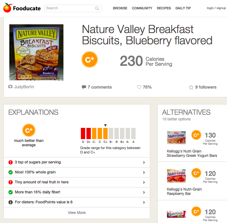 The Fooducate app gives a detailed breakdown of food products. (Christina Farr/KQED)