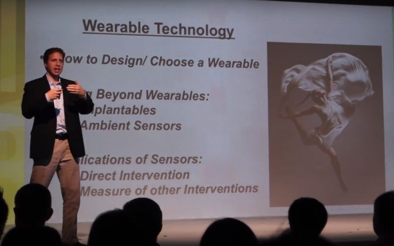 Matthew Diamond speaking at the Smart Nation conference on the topic of wearable technology.