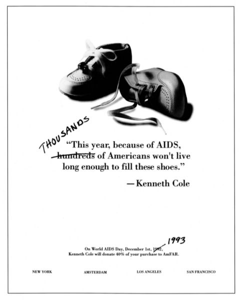 A Kenneth Cole/amfAR ad from 1993 when 234,225 died of AIDS.
