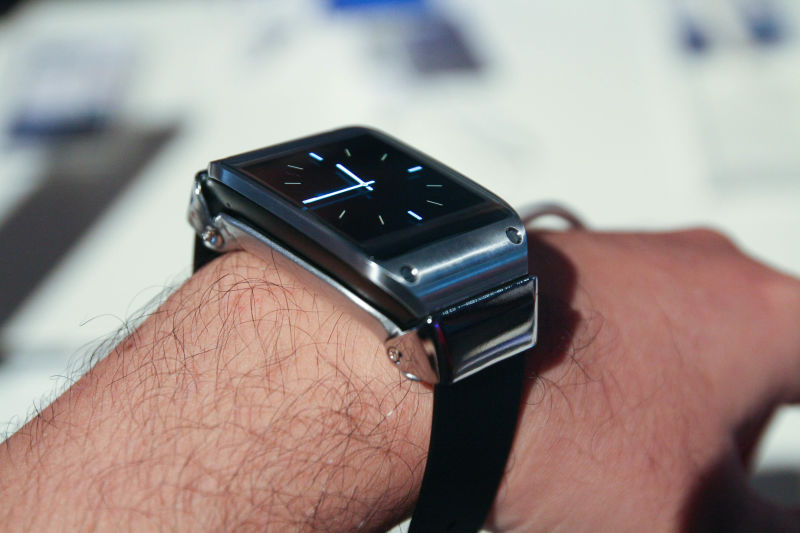 A Samsung Galaxy Gear smartwatch, which tracks steps and other health metrics.