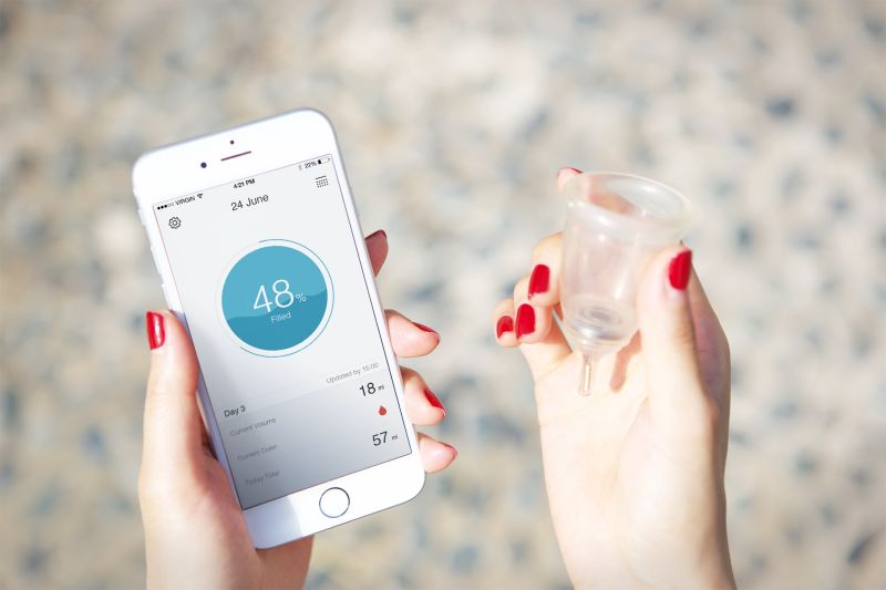 The Looncup pairs with your phone to track your menstrual cycle.
