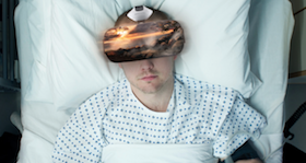 Patient watching AppliedVR game. 