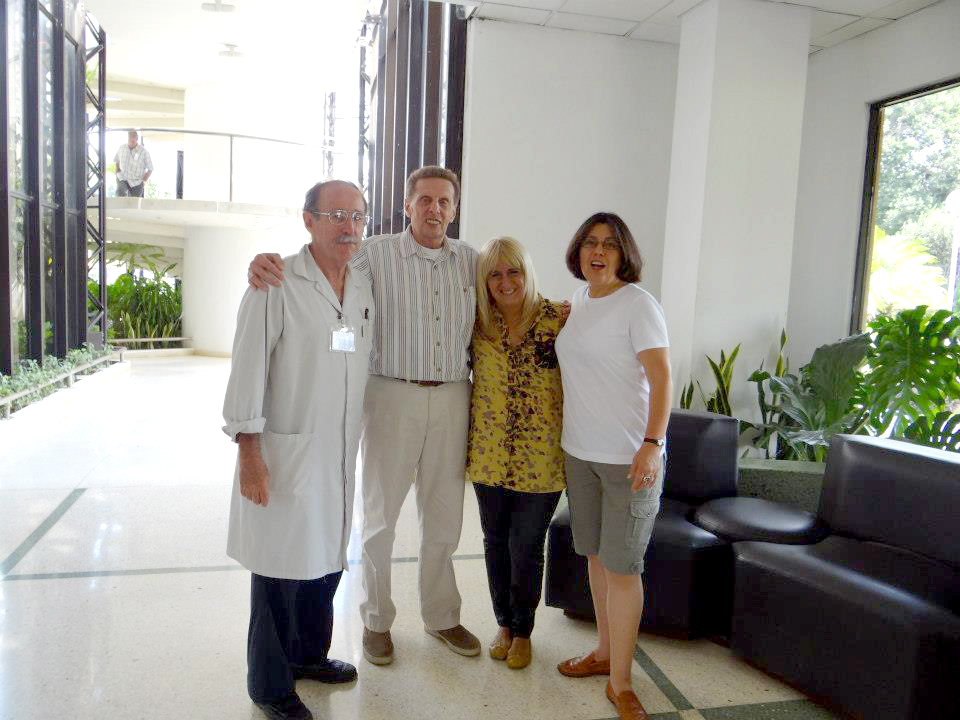Dr. Augustin Lage (left) in Havana with Mick Phillips, researcher Gisela Gonzalez, and Maya Phillips.