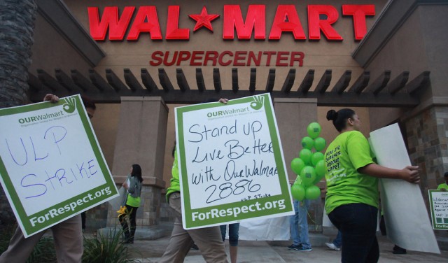 Walmart employees demonstrate outside a store in Pico Rivera, California in 2012.  (Courtesy of UFCW International Union)
