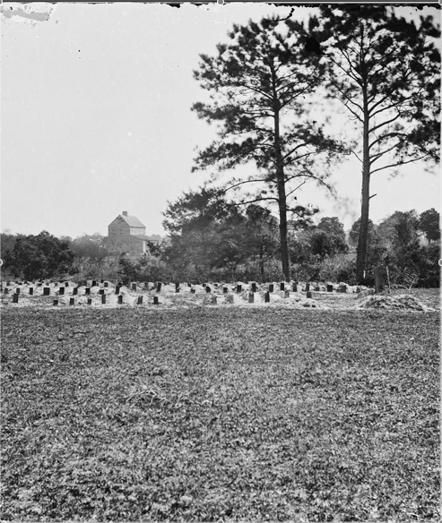 Union soldiers' graves at Washington Racecourse, 1865.