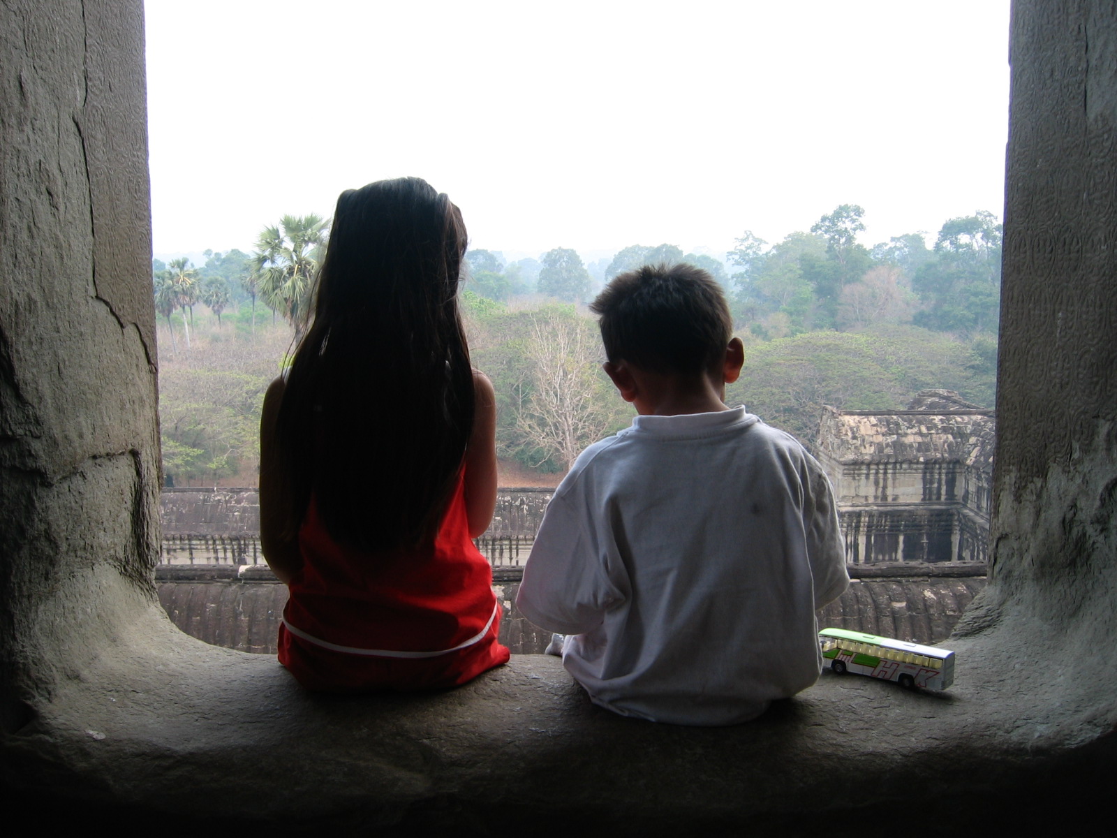 Ming Horn with her brother on a visit to Angkor Wat when she was in the first grade. (Courtesy of Ming Horn)