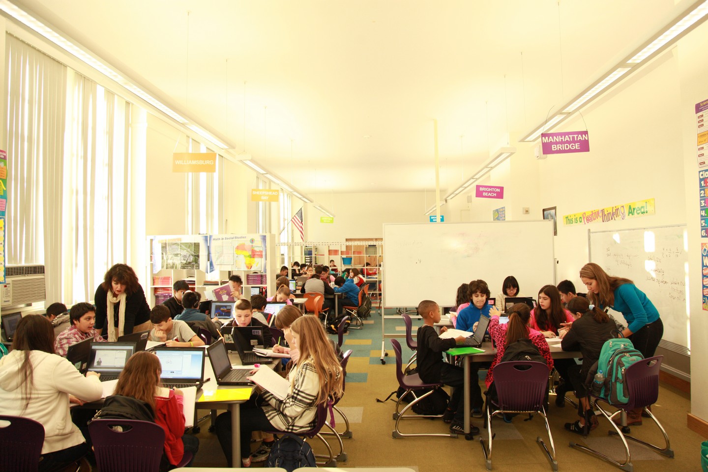 A blended learning classroom at David Boody Jr. High School in New York City. (Courtesy of New Classrooms)