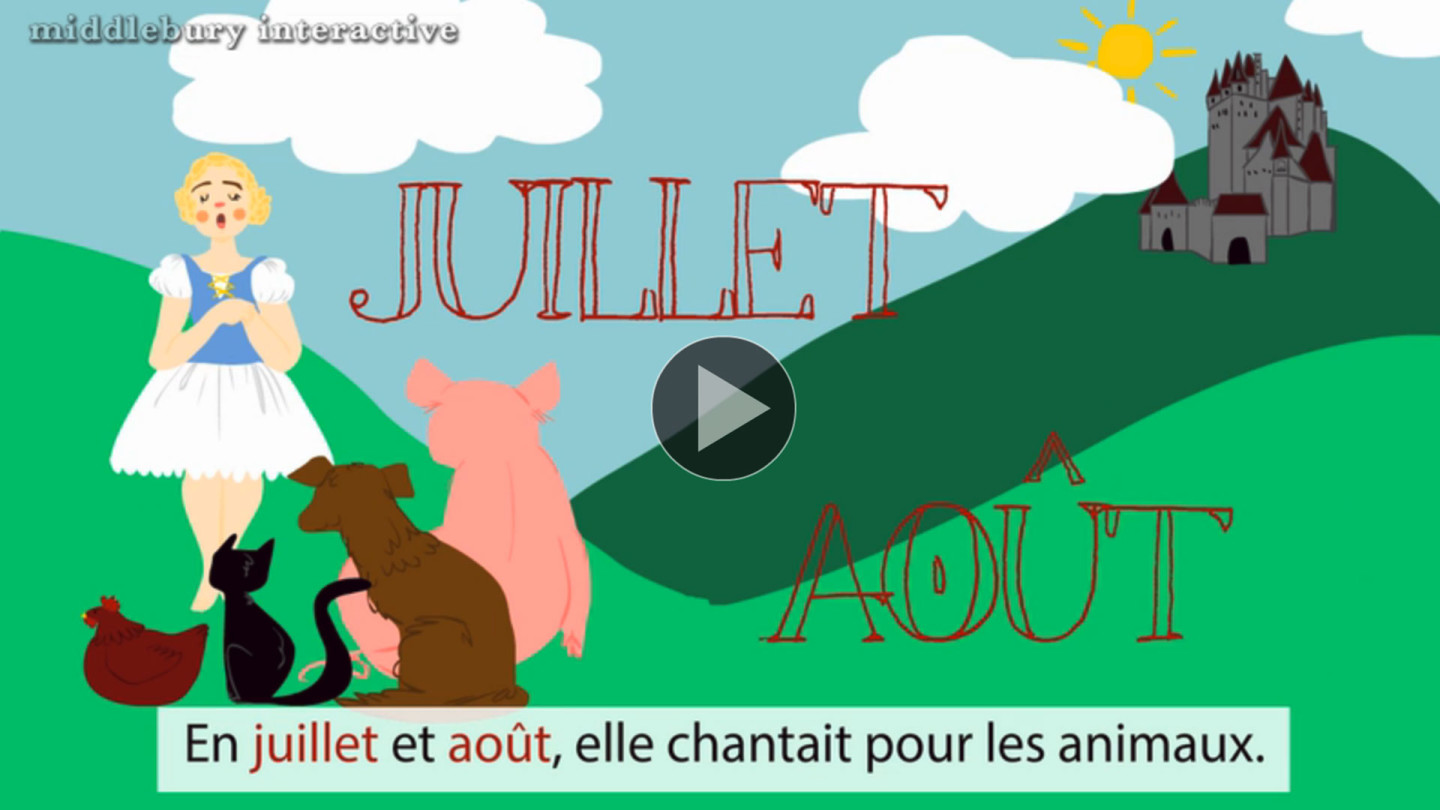 The elementary school curriculum consists of animated fairy tales from target language countries.
