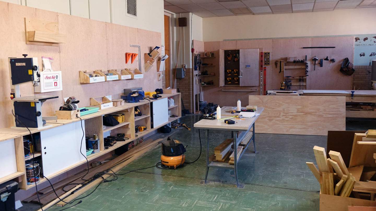 The SLA Beeber makerspace is in a converted classroom.