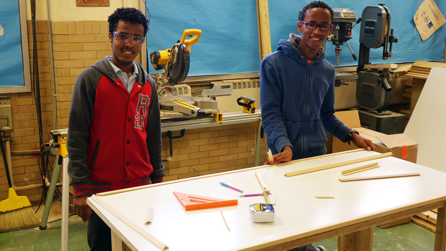 The makerspace has been an important way for students who are still learning English to make friends and participate in the school community. These boys are recent immigrants from Ethiopia.