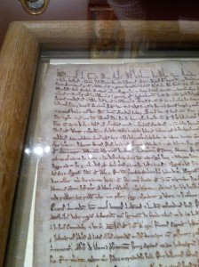 One of four original versions of the Magna Carta at the Legion of Honor.
