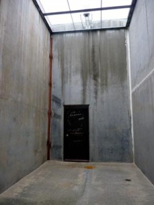 A bare room used for exercise by the Security Housing Unit at Pelican Bay State Prison.