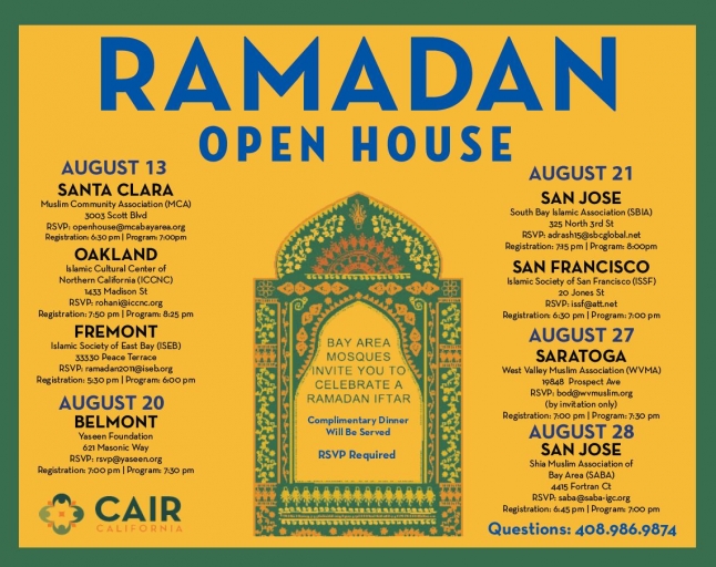 Invitation to Bay Area open mosques, courtesy of CAIR