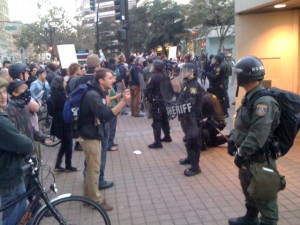 Occupy Oakland demonstrators face-off with Oakland riot police.