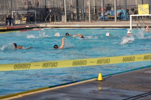 Water polo tournament at Fresno's Sunnyside High goes on, despite air quality so poor that school districts are supposed to cancel outdoor activities.  (Photo: Sasha Khokha)