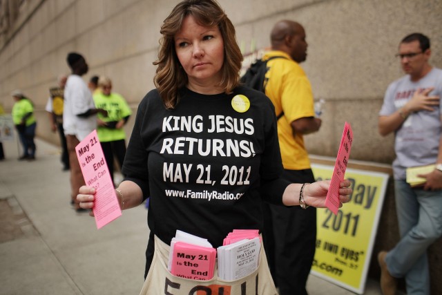 2011: A New York City believer in the Rev. Harold Camping's prediction that a biblically ordained Judgment Day was imminent. (Spencer Platt/Getty Images)