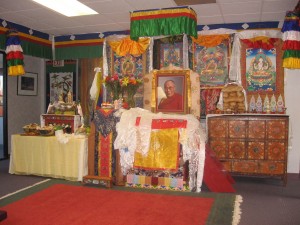 An altar pays homage to the Dalai Lama.